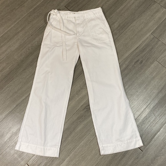 GAP Wide Leg White Cotton Flat Front Casual Pants     size 4 - Picture 8 of 12